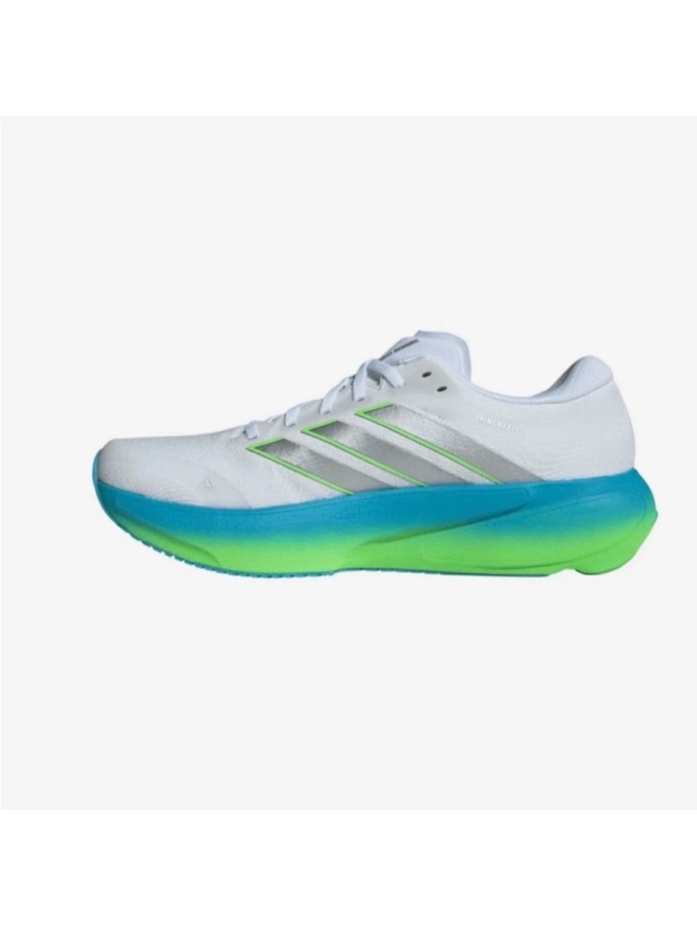 adidas White Running Sneakers with Blue and Green Gradient Sole
